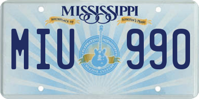 MS license plate MIU990