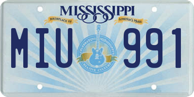 MS license plate MIU991