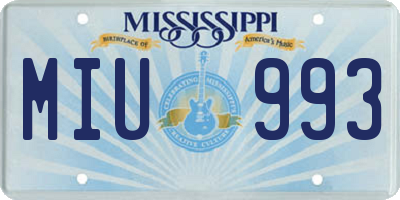 MS license plate MIU993