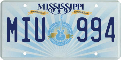 MS license plate MIU994