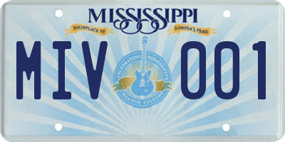 MS license plate MIV001