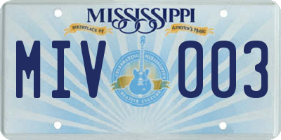 MS license plate MIV003