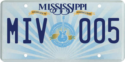 MS license plate MIV005