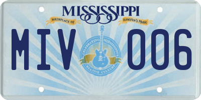 MS license plate MIV006