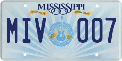 MS license plate MIV007