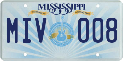 MS license plate MIV008