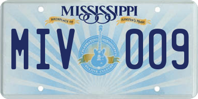 MS license plate MIV009