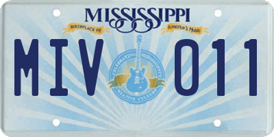 MS license plate MIV011