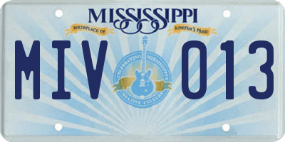 MS license plate MIV013