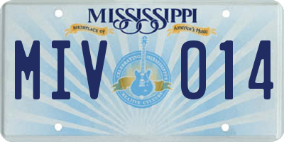MS license plate MIV014