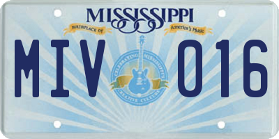 MS license plate MIV016