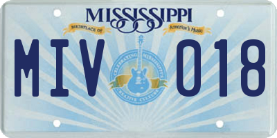 MS license plate MIV018