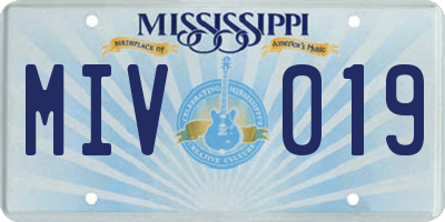 MS license plate MIV019