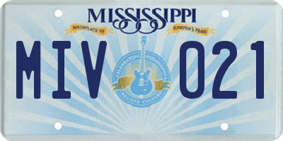 MS license plate MIV021