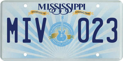 MS license plate MIV023