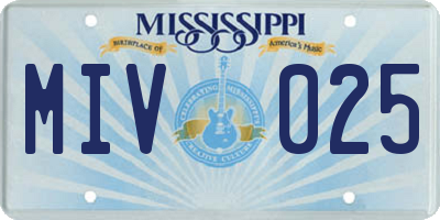 MS license plate MIV025