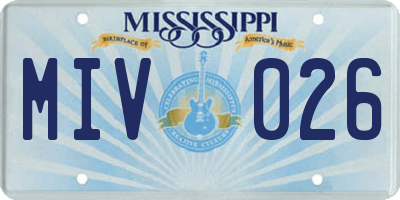 MS license plate MIV026