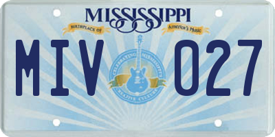 MS license plate MIV027
