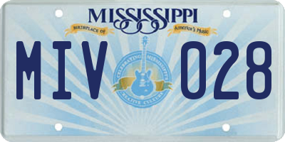 MS license plate MIV028