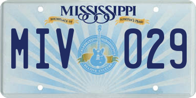 MS license plate MIV029