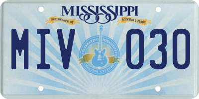 MS license plate MIV030