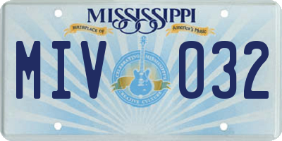MS license plate MIV032