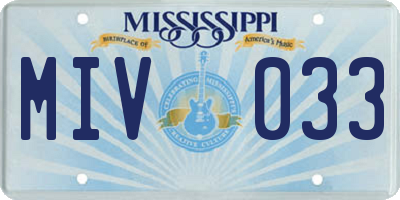 MS license plate MIV033