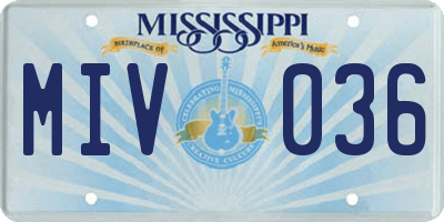 MS license plate MIV036