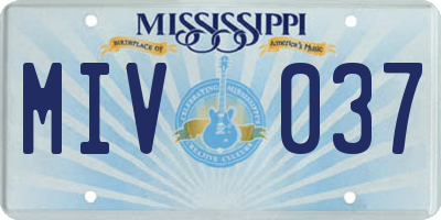 MS license plate MIV037