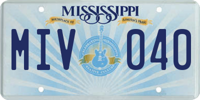 MS license plate MIV040