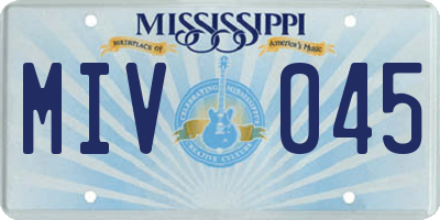 MS license plate MIV045