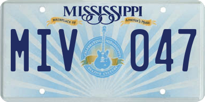 MS license plate MIV047
