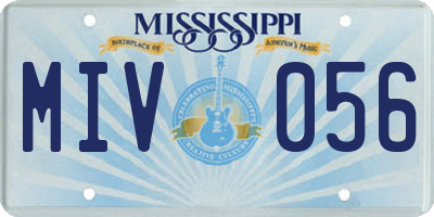 MS license plate MIV056