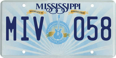 MS license plate MIV058