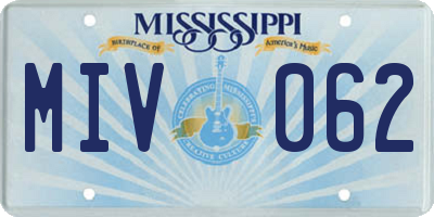 MS license plate MIV062