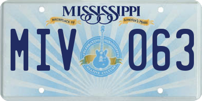 MS license plate MIV063