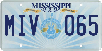 MS license plate MIV065