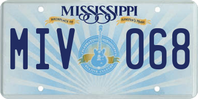 MS license plate MIV068