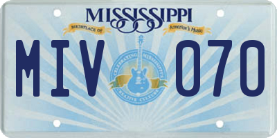 MS license plate MIV070