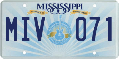 MS license plate MIV071