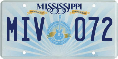 MS license plate MIV072