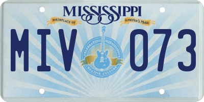 MS license plate MIV073