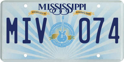 MS license plate MIV074