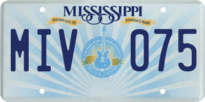 MS license plate MIV075