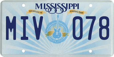 MS license plate MIV078