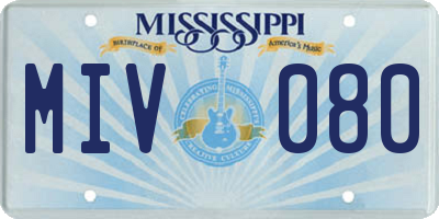 MS license plate MIV080