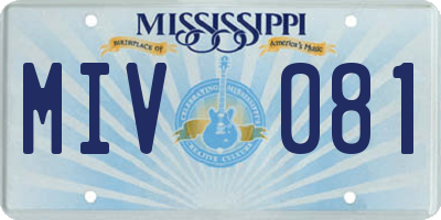 MS license plate MIV081