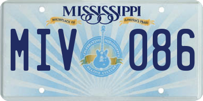 MS license plate MIV086
