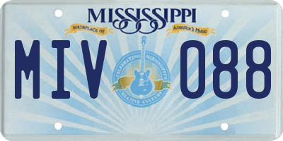 MS license plate MIV088