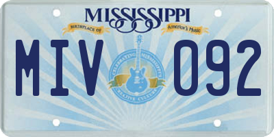 MS license plate MIV092
